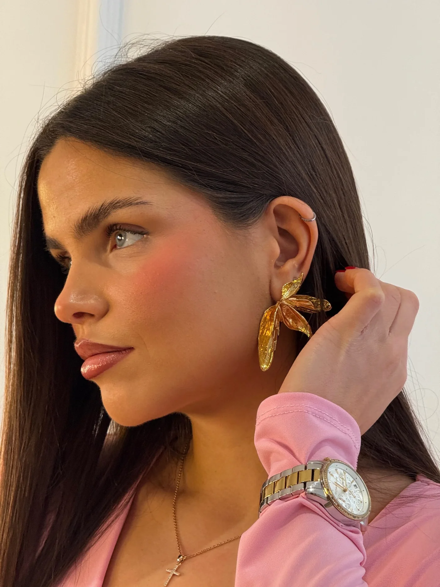 Pendiente elle dorado