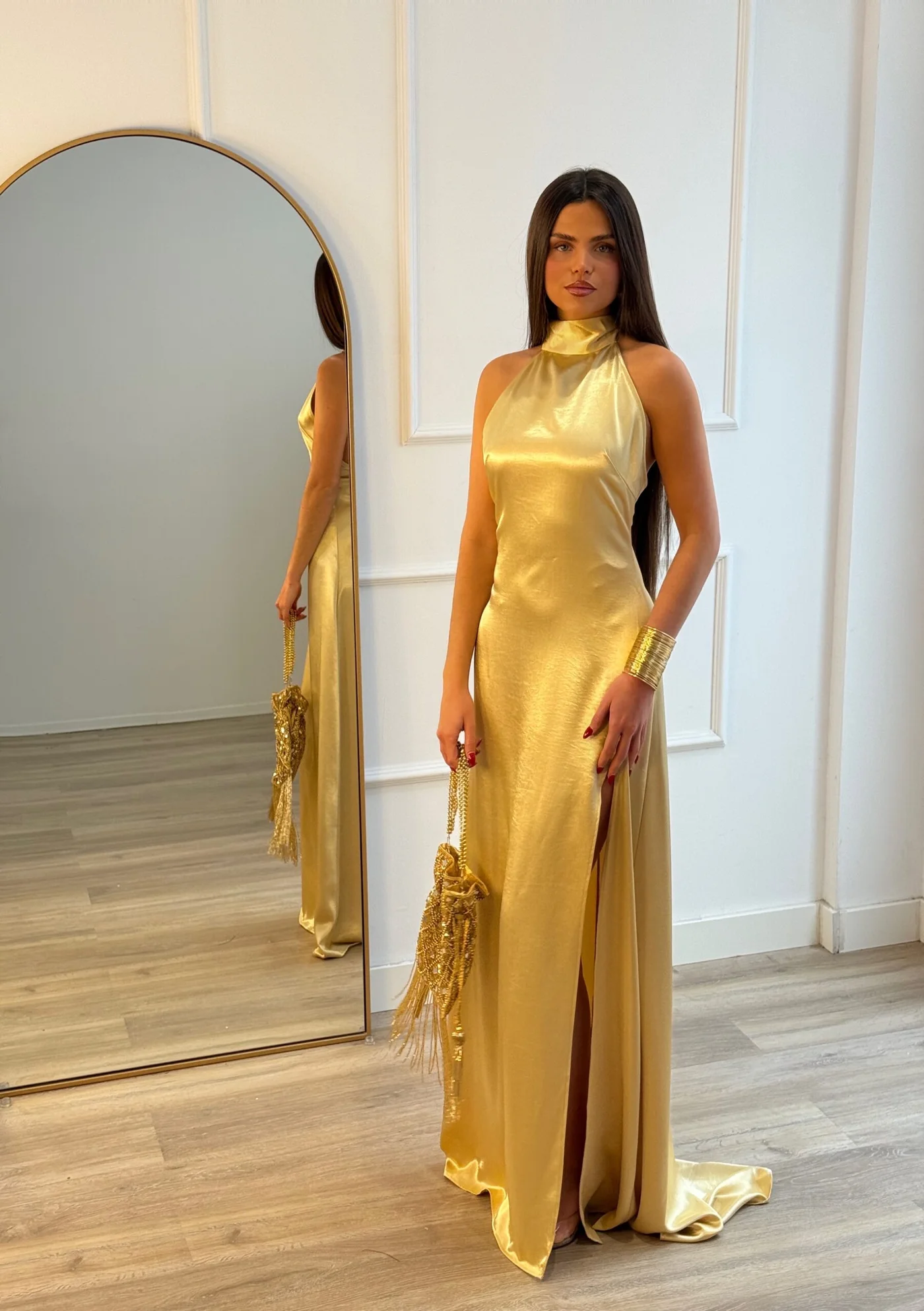 vestido London Mostaza Pastel