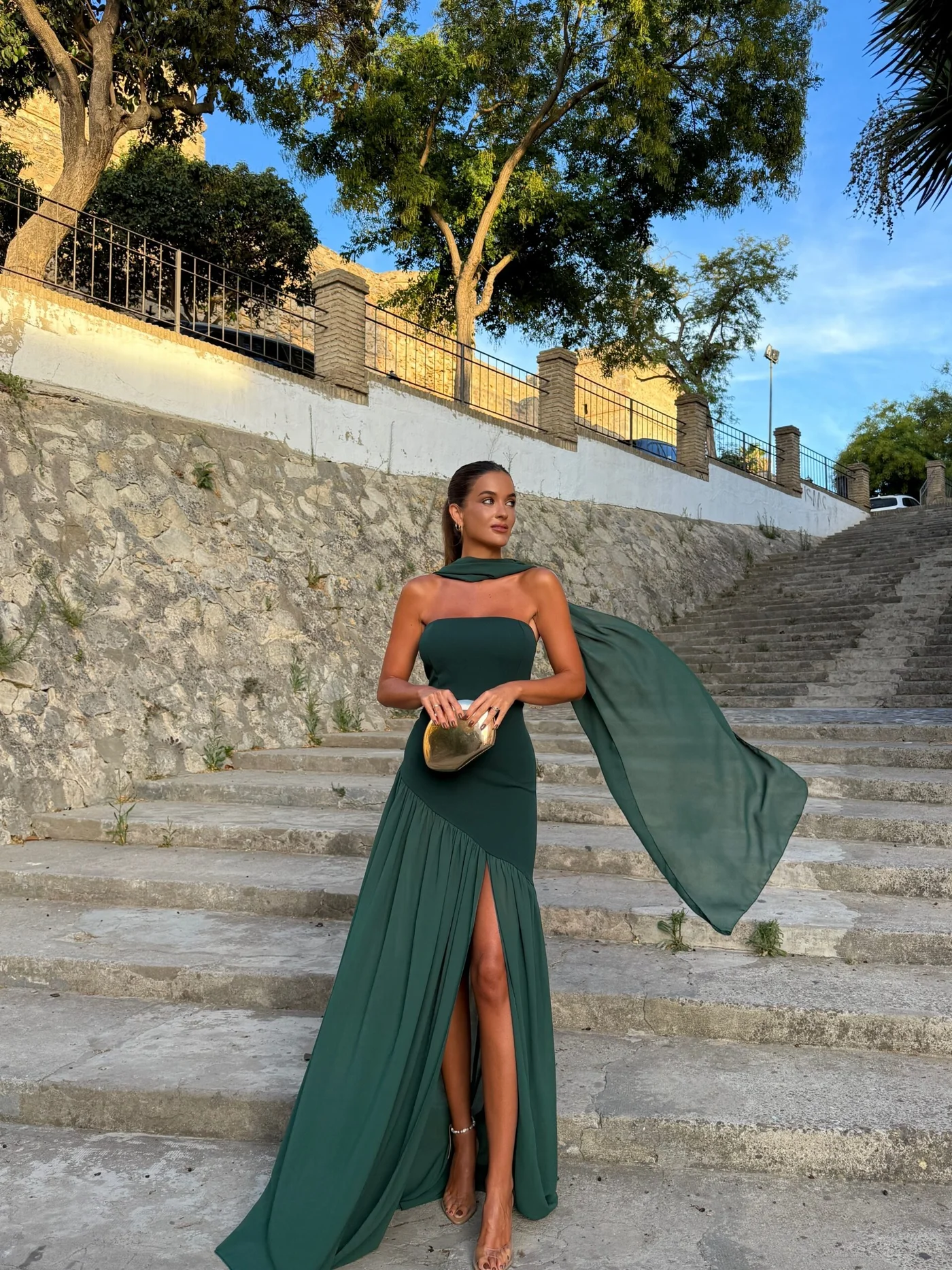 Vestido Violeta Verde Botella