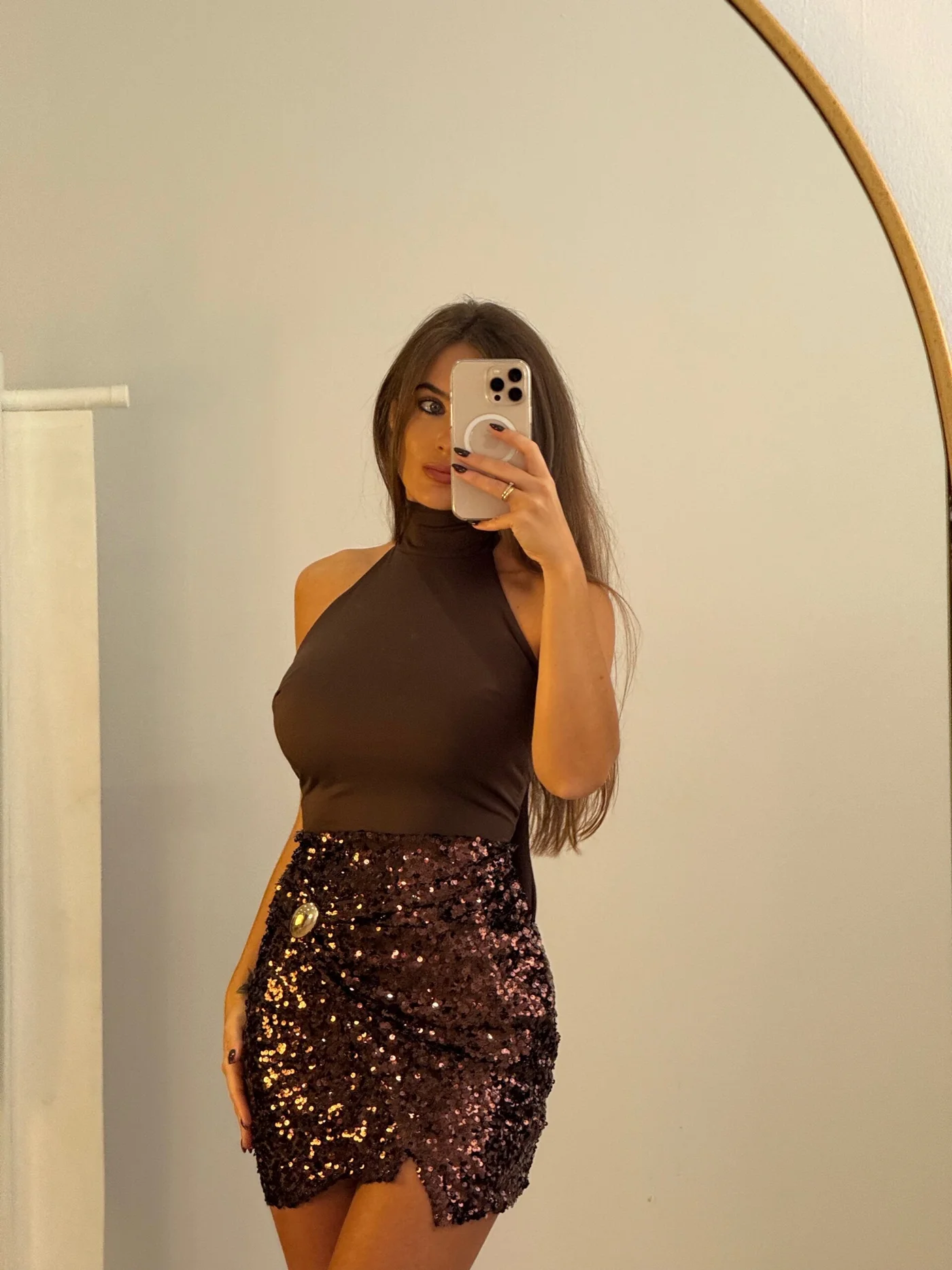 Vestido Glitter Marrón