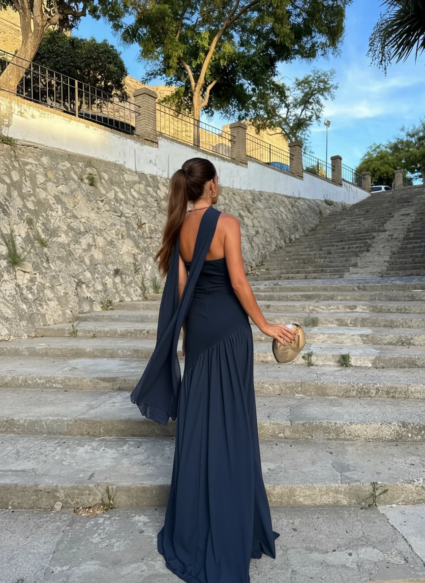 Vestido Violeta Azul Marino