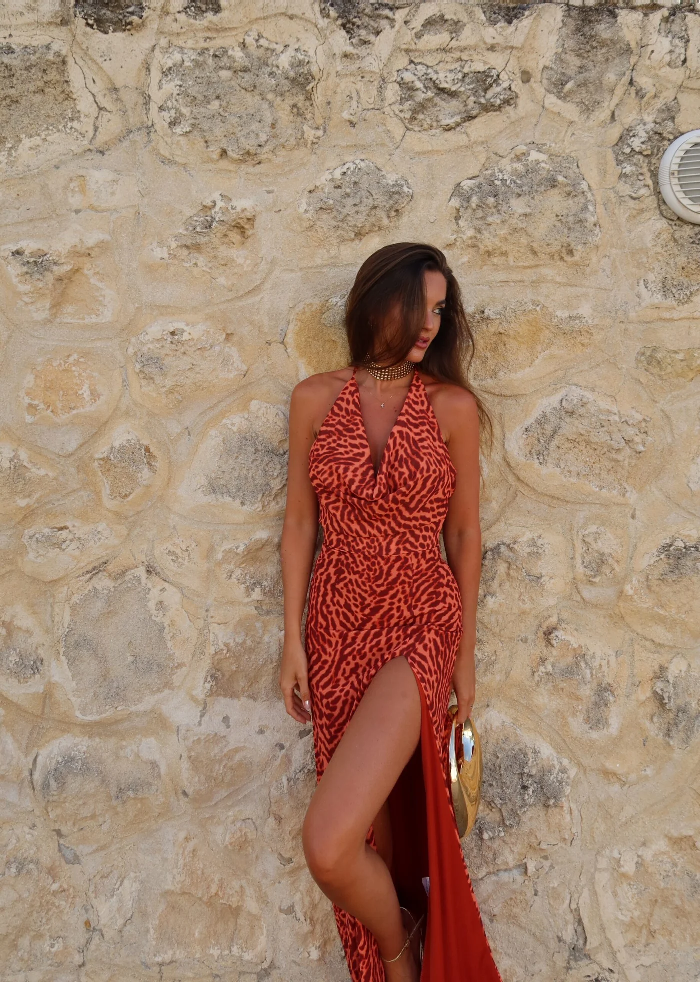 Vestido Zendaya Animal Print Naranja